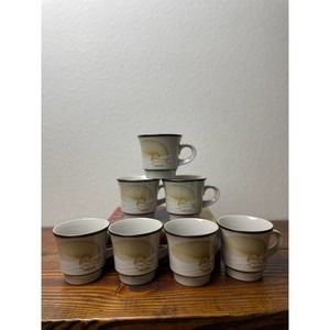 Vintage Noritake SEAVIEW 8978 Primastone Seashell Stoneware Cups Set 7